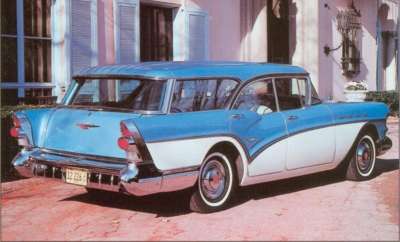 For 1957 Buick brought pillarless styling to its station wagons, like the $3,076 Century Caballero.