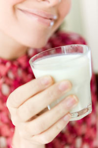 woman drinking milk