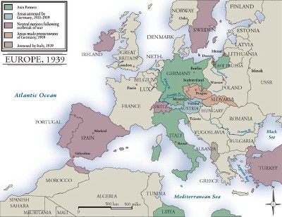 europe on the eve of world war ii 1939 map