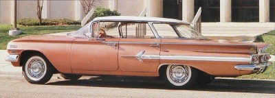 The 1960 Chevrolet Impala Sport Sedan hardtop had a panoramic rear window.