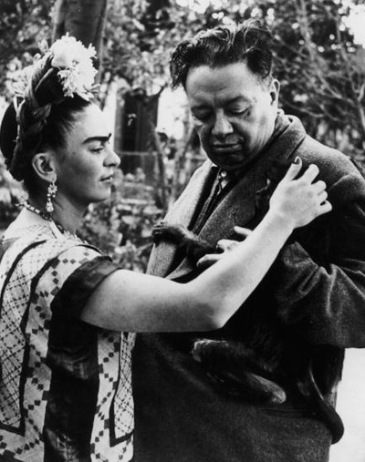 Diego Rivera and Frida Kahlo with their pet monkey Diego Rivera and Frida Kahlo with their pet monkey