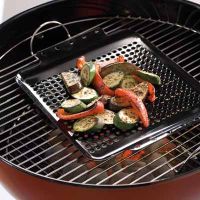 Grill toppers help keep small food like grilled vegetables from falling into the grill.