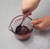 Microwave the chocolate chips just to the point of melting.