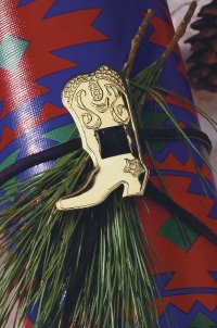 Festive Bolo western-themed Christmas ornaments.