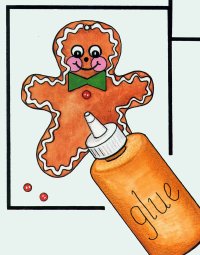 Glue buttons down the front for the Gingerbread Christmas ornament.