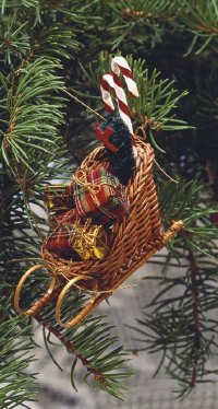Santa's Sleigh children's-themed Christmas ornament.