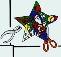 Punch a hole near the star's points.