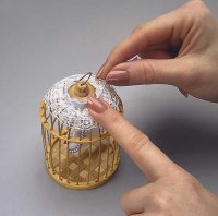 Glue the blue ribbon over the top of the lace.