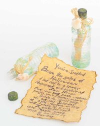 Create these messages-in-a-bottle for pirate party invitations.