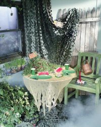 Decorate the party room like a haunted garden.