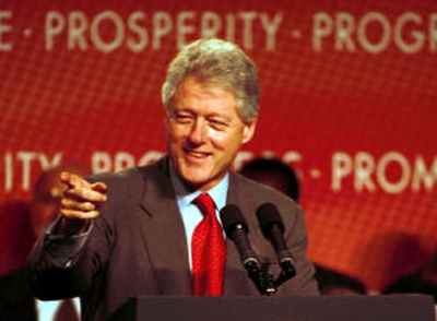 President Bill Clinton thanks supporters in Massachusetts nine days before he left office in 2001.
