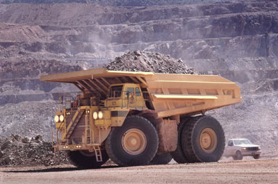 Dump truck in mining facility