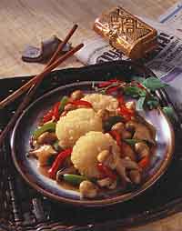 Sizzling Rice Cakes with Mushrooms and Bell Peppers Sizzling Rice Cakes with Mushrooms and Bell Peppers