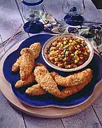 Coconut Chicken Tenders with Spicy Mango Salsa Coconut Chicken Tenders with Spicy Mango Salsa