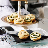 Jack-o'-Lantern Spinach Tarts Jack-o'-Lantern Spinach Tarts