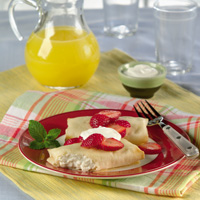 Cheese Blintzes with Strawberries & Sour Cream Cheese Blintzes with Strawberries & Sour Cream