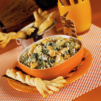 Witch's Cauldron Pasta with Breadstick Broomsticks Witch's Cauldron Pasta with Breadstick Broomsticks