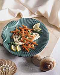 Lemon-Poached Halibut with Carrots Lemon-Poached Halibut with Carrots