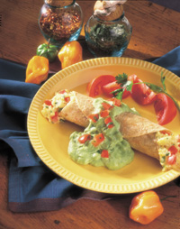 Mexican Omelet Roll-Up with Avocado Sauce Mexican Omelet Roll-Up with Avocado Sauce
