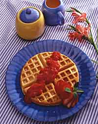 Waffles with Strawberry Sauce Waffles with Strawberry Sauce