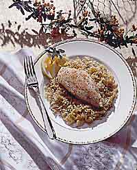 Baked Chicken and Garlic Orzo Baked Chicken and Garlic Orzo