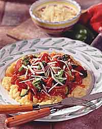 Polenta with Pasta Sauce & Vegetables Polenta with Pasta Sauce & Vegetables