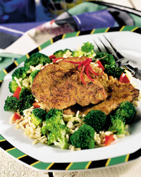 Cajun Spiced Veal Cutlets with Broccoli Rice Cajun Spiced Veal Cutlets with Broccoli Rice