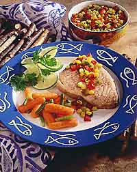 Lime-Poached Fish with Corn and Chili Salsa Lime-Poached Fish with Corn and Chili Salsa