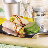 Turkey, Havarti, Dijon-style Mayonnaise and Apple Slice Roll-ups Turkey, Havarti, Dijon-style Mayonnaise and Apple Slice Roll-ups