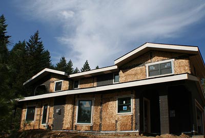 Straw bale home before plaster