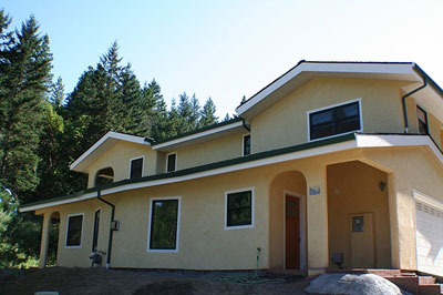 Straw bale home after plaster