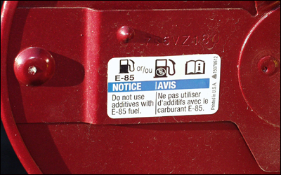 E85 fuel door sticker